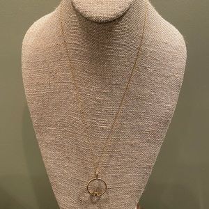 14k Gold Plated Chain Quartz Hoop Necklace